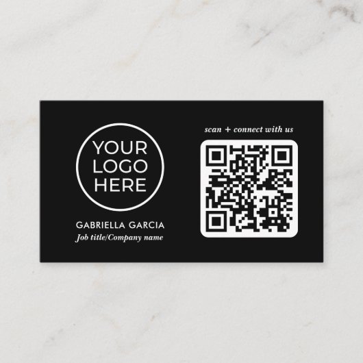QR-code toevoegen Zwart Logo-Visitekaartje Visitekaartje (Voorkant)