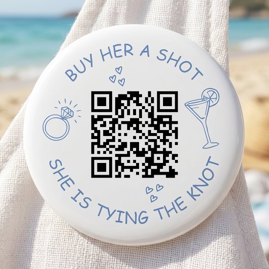 QR-code 'Trauzeuge trakteert bruid drankje' feest Ronde Button 5,7 Cm