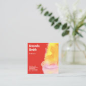 QR-code trendy abstracte waterverf cool Vierkante Visitekaartje (Staand voorkant)