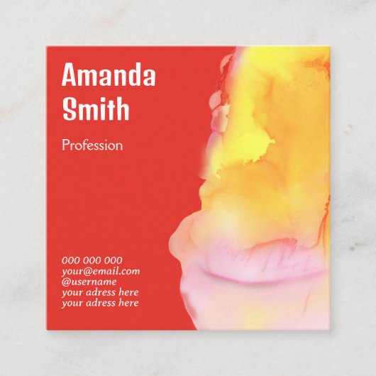 QR-code trendy abstracte waterverf cool Vierkante Visitekaartje (Voorkant)