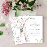 QR-code Trendy Elegant Wildflower Floral Wedding Kaart<br><div class="desc">Introductie van de QR-code Trendy Elegant Wildflower Floral Wedding Invitation! Iedereen zal van deze mooie en delicate trouwuitnodiging houden vol moderne, elegante details. Het begint met een casual opstelling van lila lavendel, wazige roze, gele en blauwe wilde bloemen en botanische groen. Om er bovenop te komen, kun je je details...</div>