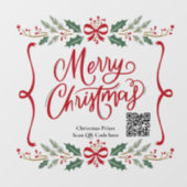 Qr code Trendy Holiday Merry Kerstmis Wreate Raamsticker (Vel)