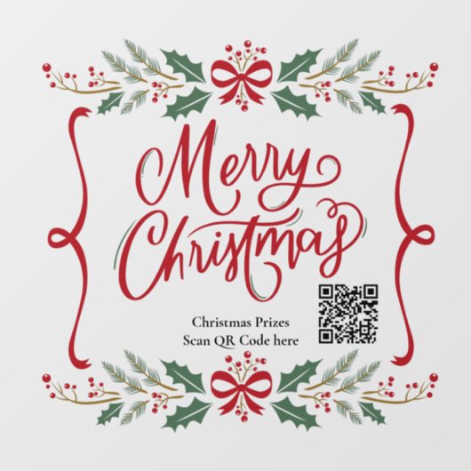 Qr code Trendy Holiday Merry Kerstmis Wreate Raamsticker (Vel)