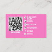QR Code Trendy Hot Pink Minimal Nail Tech Visitekaartje (Achterkant)