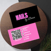 QR Code Trendy Hot Pink Minimal Nail Tech Visitekaartje