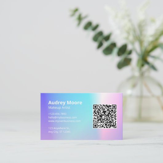 QR Code Trendy Make-up Artiest Visitekaartje (Staand voorkant)