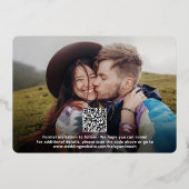 QR Code Trendy Script Trouwdatum Foto Folie Uitnodiging (Achterkant)