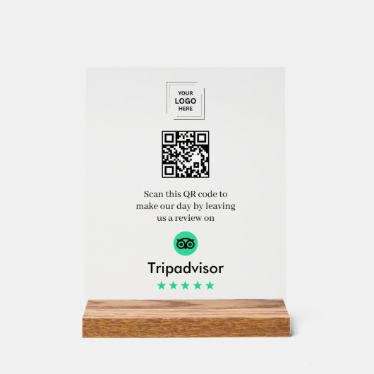 QR-code Tripadvisor Review Acryl Tafelmodel Bord (Voorkant)