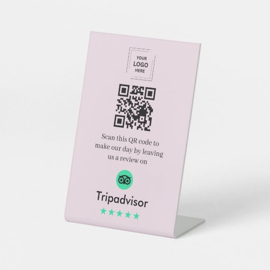 QR-code Tripadvisor Review Link Tafelmodel Reclamebord Met Voetstuk (Voorkant)
