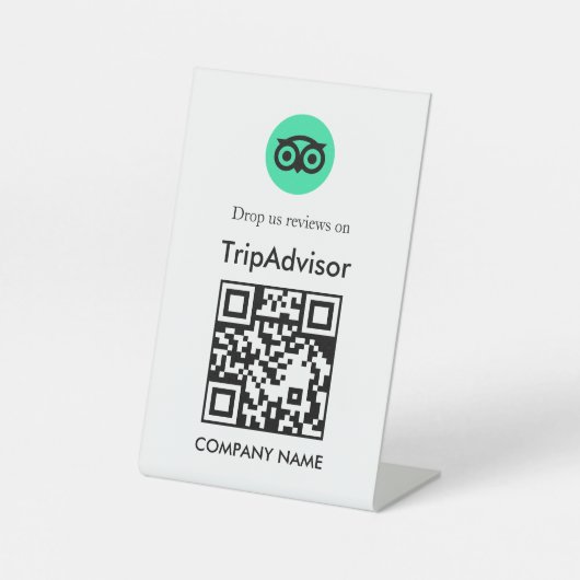 QR-code Tripadvisor Review Tafelmodel Reclamebord Met Voetstuk (Voorkant)