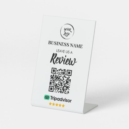 QR Code TripAdvisor Reviewen Business Review Reclamebord Met Voetstuk (Voorkant)