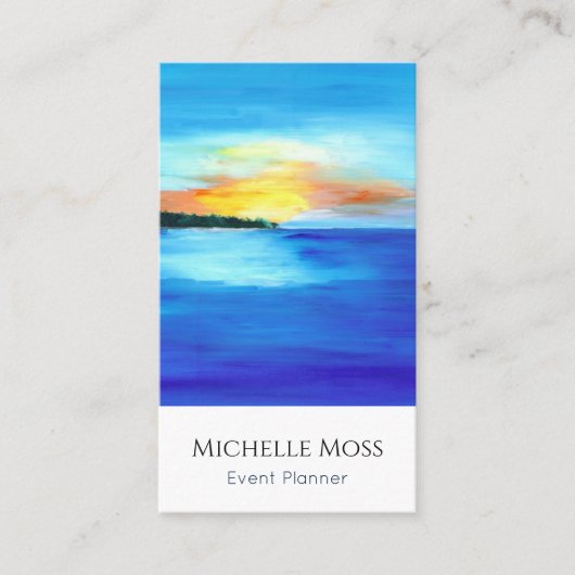 QR code Tropical Beach Abstracte Evenementenplanne Visitekaartje (Voorkant)