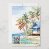 QR code Tropical Beach Bewaar de datum van bestemm Kaart (Achterkant)