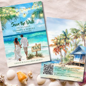 QR code Tropical Beach Bewaar de datum van bestemm Kaart