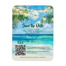 QR code Tropical Beach Bewaar de datum van bestemm Magneet