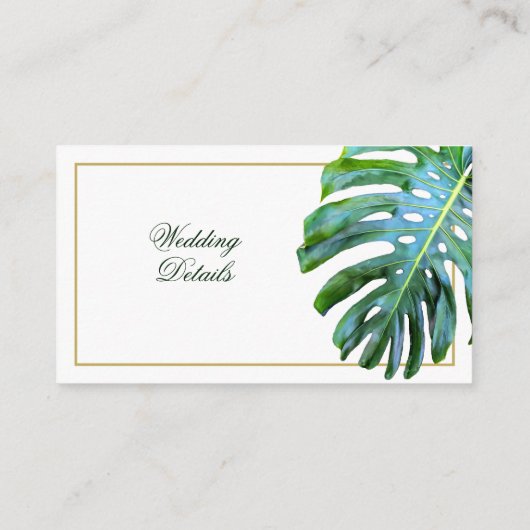 QR Code Tropical Greenery Monstera Wedding Details Informatiekaartje (Achterkant)