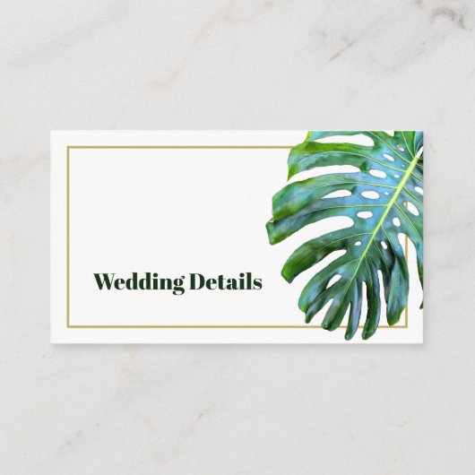 QR Code Tropical Greenery Wedding Details Modern Informatiekaartje (Achterkant)