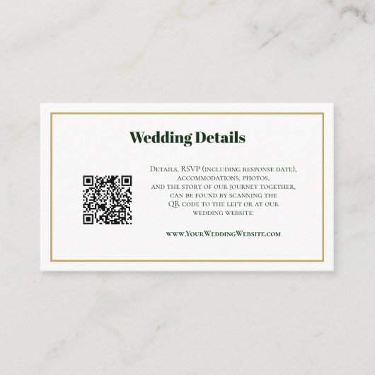 QR Code Tropical Greenery Wedding Details Modern Informatiekaartje (Voorkant)