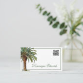 QR Code Tropical Palm Tree Green Professional Visitekaartje (Staand voorkant)