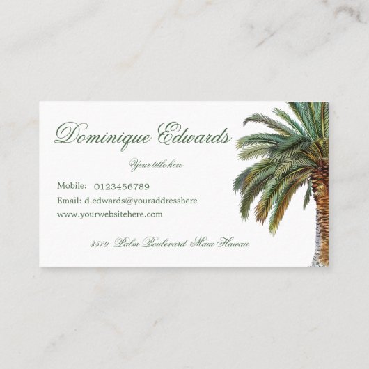 QR Code Tropical Palm Tree Green Professional Visitekaartje (Achterkant)