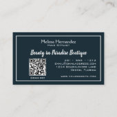 QR Code Tropisch lef Greenery Hair Stylist Beach Visitekaartje (Achterkant)