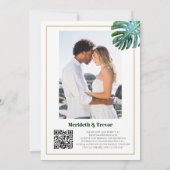 QR-code Tropisch monstera laat gouden fotobek acht Kaart (Achterkant)