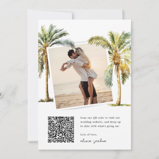 QR-code Tropisch Strand Save The Date (Achterkant)