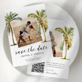 QR-code Tropisch Strand Save The Date