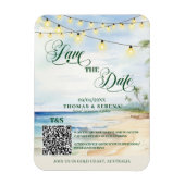 QR-code Tropisch Strand Save The Date Bestemming Magneet (Verticaal)