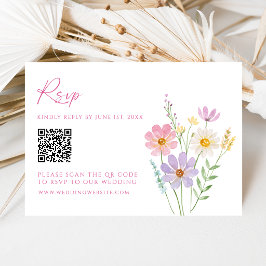 QR-code trouw-RSVP-kaart voor wilde bloementuin RSVP Kaartje