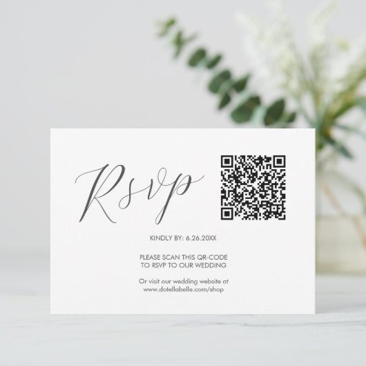 QR-code Trouwen RSVP Kaarten Eenvoudig (Staand voorkant)
