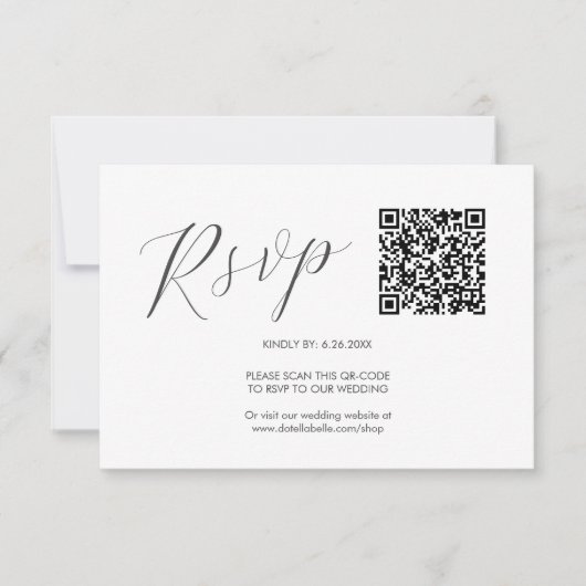 QR-code Trouwen RSVP Kaarten Eenvoudig Kaartje (Voorkant)