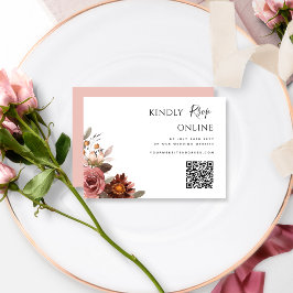 QR Code Trouwen RSVP Online Bourgogne, Blush Roze Informatiekaartje