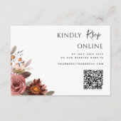QR Code Trouwen RSVP Online Bourgogne, Blush Roze Informatiekaartje (Voorkant)