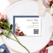 QR Code Trouwen RSVP Online Bourgogne en Blauw Informatiekaartje