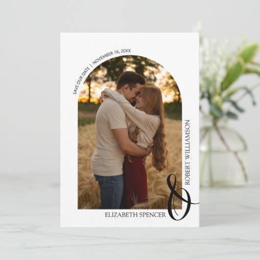 QR Code Trouwfoto Sla de datum op Save The Date (Staand voorkant)