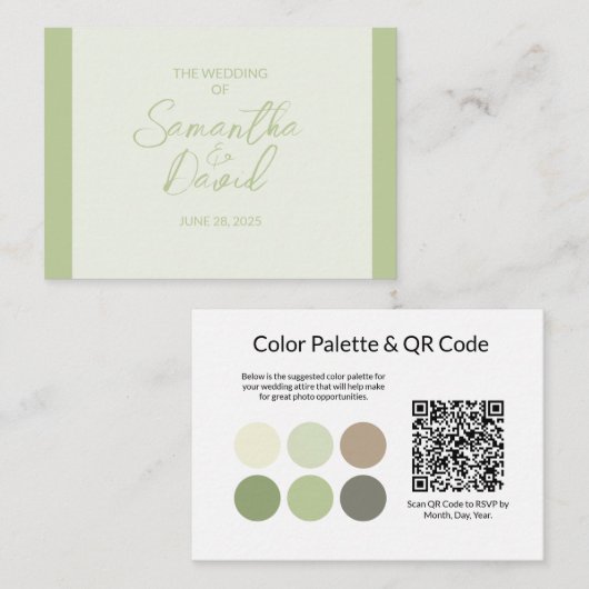 QR Code Trouwkleding Sage Enclosure Kaart (Voorkant / Achterkant)