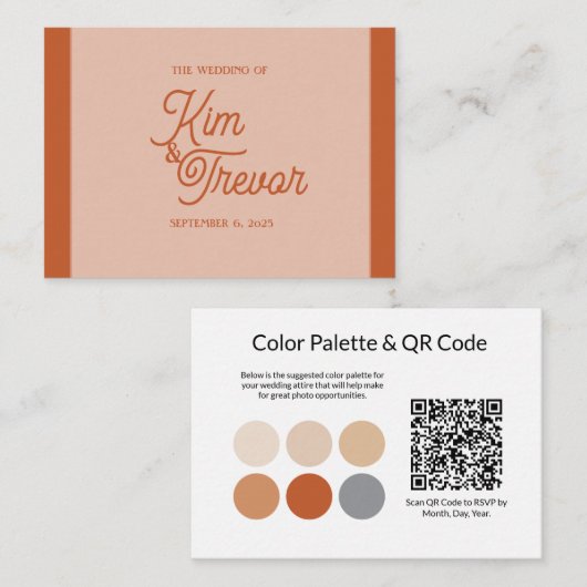 QR Code Trouwkleding Terracotta behuizing Kaart (Voorkant / Achterkant)
