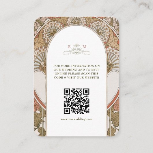 QR-code trouwwebsite info Art Nouveau bijlage (Voorkant)