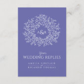 QR-code trouwwebsite monogram blauw scanantwoord Informatiekaartje (Voorkant)