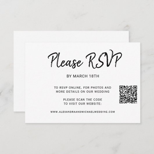 QR CODE trouwwebsite online reactie RSVP-kaart RSVP Kaartje (Voorkant / Achterkant)