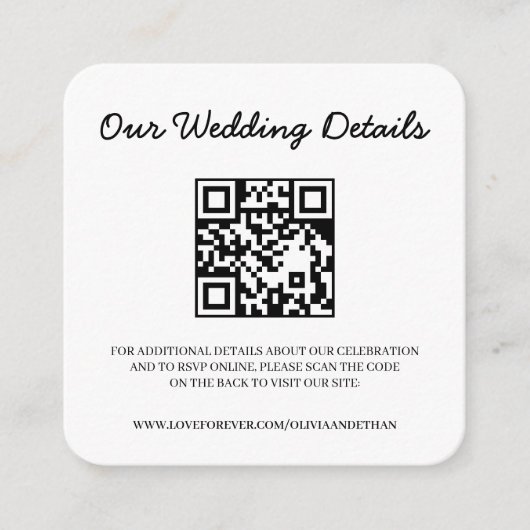 QR-code trouwwebsite & RSVP bijlage kaart (Voorkant)