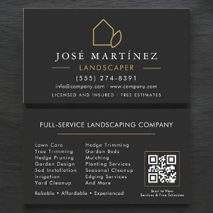 QR Code Tuinontwerper Gazon Service Zwart & Goud Visitekaartje