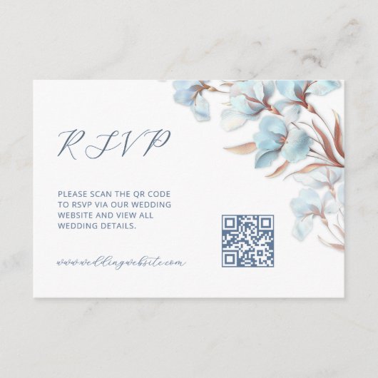 QR-code | Turquoise Bloemen Informatiekaartje (Voorkant)
