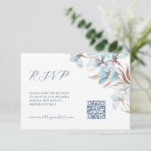 QR-code | Turquoise Bloemen Informatiekaartje (Staand voorkant)