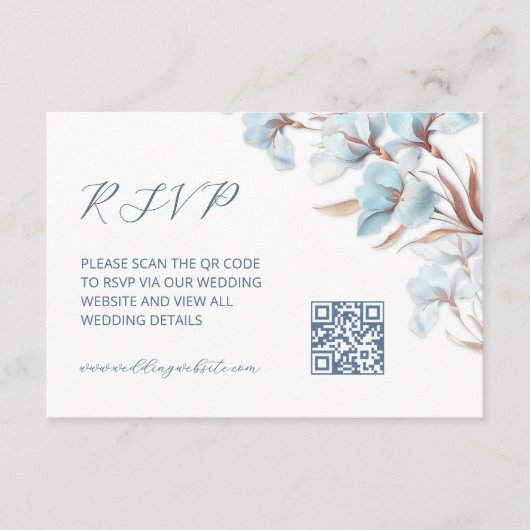 QR-code | Turquoise Bloemen Informatiekaartje (Voorkant)