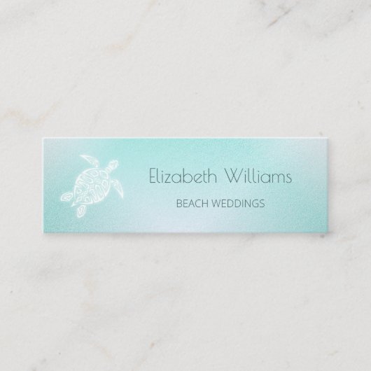 QR Code | Turquoise Witte Turtle Beach Thema Mini Visitekaartje (Voorkant)