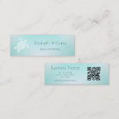 QR Code | Turquoise Witte Turtle Beach Thema Mini Visitekaartje (Voorkant / Achterkant)