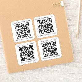 QR-code twee regels tekst boven en onder vierkant Sticker