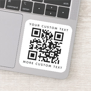 QR-code twee regels tekst boven en onder vierkant Sticker